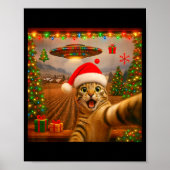 Funny Cat Selfie With Alien Ufo Christmas Lights S Poster (Voorkant)