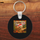 Funny Cat Selfie With Alien Ufo Christmas Lights S Sleutelhanger (Voorkant)