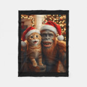 Funny Cat Selfie With Bigfoot Christmas Sasquatch Fleece Deken (Voorkant)