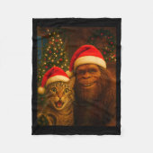 Funny Cat Selfie With Bigfoot Christmas Sasquatch Fleece Deken (Voorkant)
