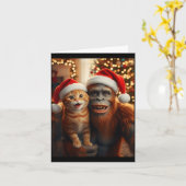 Funny Cat Selfie With Bigfoot Christmas Sasquatch  Kaart (Gele Bloem)