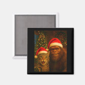 Funny Cat Selfie With Bigfoot Christmas Sasquatch  Magneet (Voorkant / Achterkant)