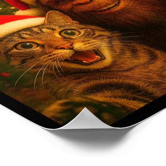Funny Cat Selfie With Bigfoot Christmas Sasquatch  Poster (Hoek)