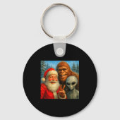 Funny Cat Selfie With Santa Claus &amp; Bigfoot Me Sleutelhanger (Voorkant)