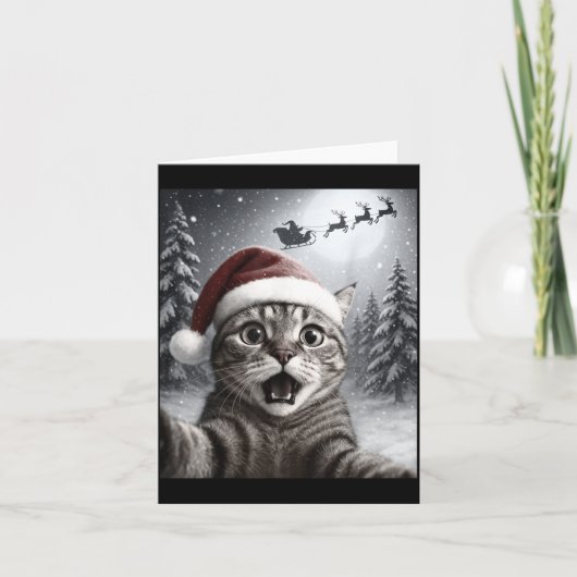 Funny Cat Selfie With Santa Claus Christmas Men Wo Kaart (Voorkant)