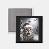 Funny Cat Selfie With Santa Claus Christmas Men Wo Magneet (Voorkant / Achterkant)