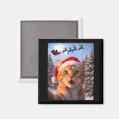 Funny Cat Selfie With Santa Claus Christmas Men Wo Magneet (Voorkant / Achterkant)