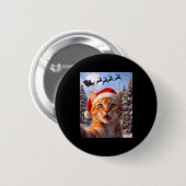 Funny Cat Selfie With Santa Claus Christmas Men Wo Ronde Button 5,7 Cm (Voorkant /achterkant)