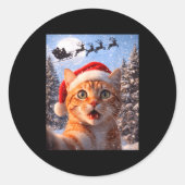 Funny Cat Selfie With Santa Claus Christmas Men Wo Ronde Sticker (Voorkant)