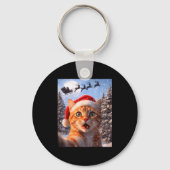 Funny Cat Selfie With Santa Claus Christmas Men Wo Sleutelhanger (Voorkant)
