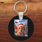 Funny Cat Selfie With Santa Claus Christmas Men Wo Sleutelhanger (Voorkant)