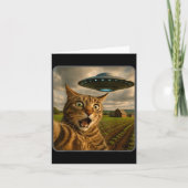 Funny Cat Selfie With Ufo Alien Meme  Kaart (Voorkant)