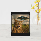 Funny Cat Selfie With Ufo Alien Meme  Kaart (Gele Bloem)