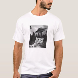 Funny Cat Selfie With UFOs T-shirt