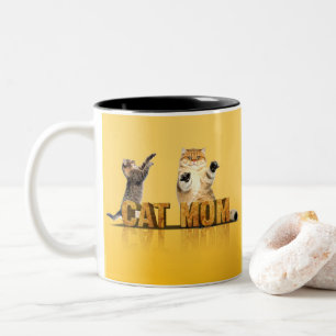 Funny cat shirt cadeau voor kattenmam kattenma tweekleurige koffiemok