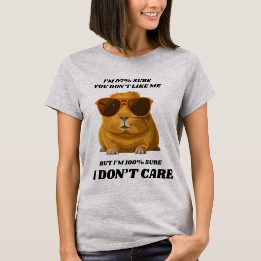 Funny Cat Shirt for Woman - Sassy "I Don't Care" (Voorkant)
