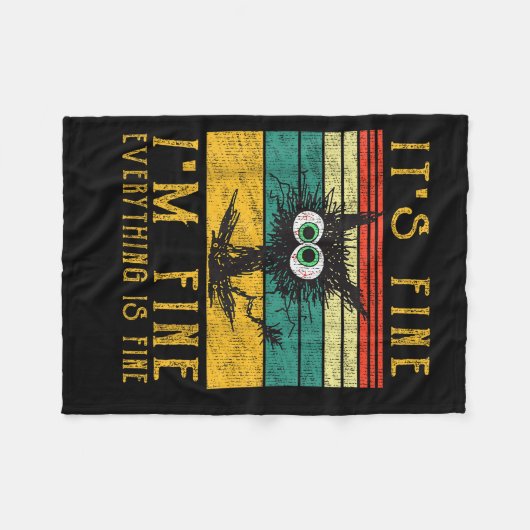 Funny Cat Shirt, It's Fine I'm Fine Everything Is Fleece Deken (Voorkant (Horizontaal))