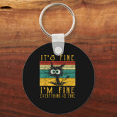 Funny Cat Shirt, It's Fine I'm Fine Everything Is Sleutelhanger (Voorkant)