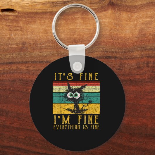 Funny Cat Shirt, It's Fine I'm Fine Everything Is Sleutelhanger (Voorkant)