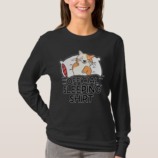 Funny Cat Slaappyjama Schattige Napping Cat Pijn T-shirt (Voorkant)