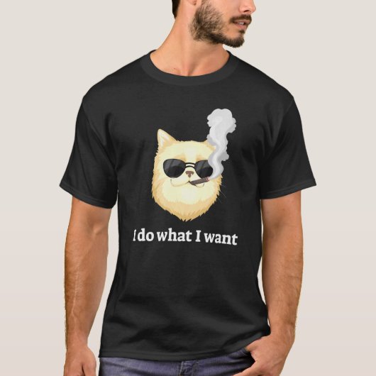 Funny Cat Smoking Ik doe wat ik wil T-shirt (Voorkant)