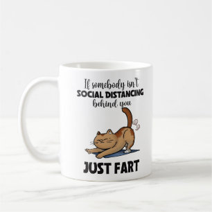Funny Cat sociale afstand Gezegde Koffiemok