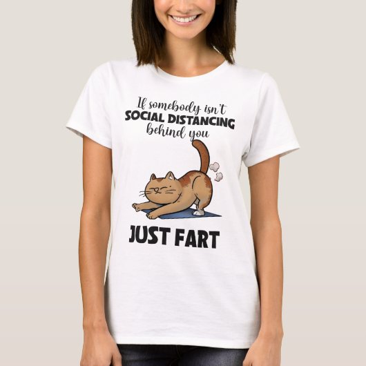 Funny Cat sociale afstand Gezegde T-shirt (Voorkant)