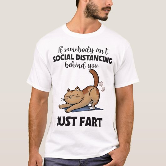 Funny Cat sociale afstand Gezegde T-shirt (Voorkant)