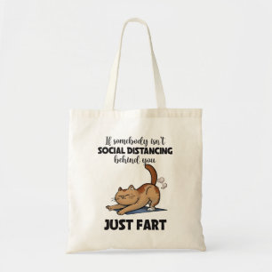 Funny Cat sociale afstand Gezegde Tote Bag