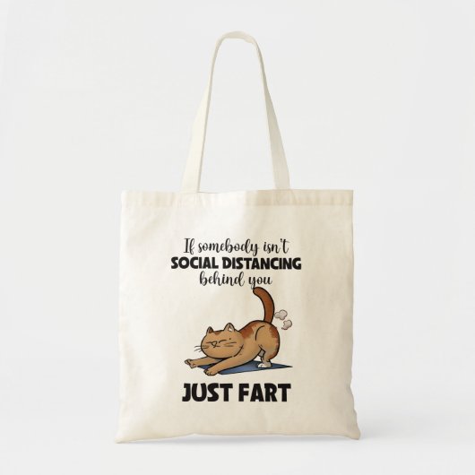 Funny Cat sociale afstand Gezegde Tote Bag (Voorkant)
