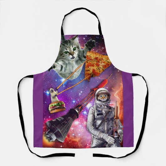 Funny Cat Space Pizza Hamburger Food  Schort (Voorkant)