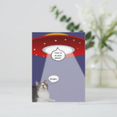 Funny Cat & Spaceship Briefkaart (Staand voorkant)
