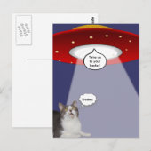 Funny Cat & Spaceship Briefkaart (Voorkant / Achterkant)