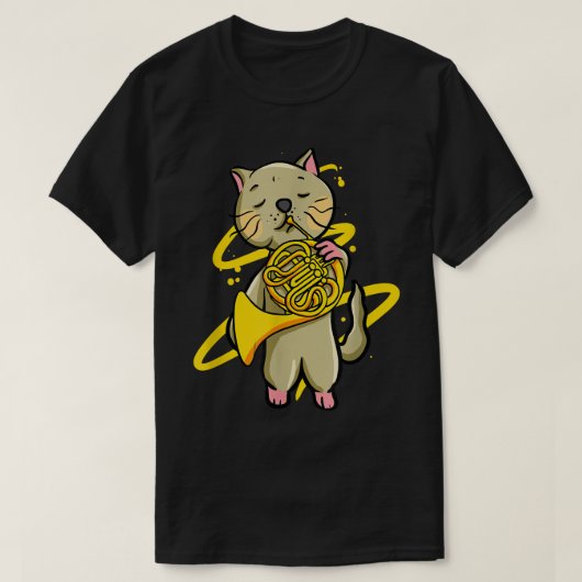 Funny Cat Spelling French Horn Musical Instrument  T-shirt (Design voorkant)