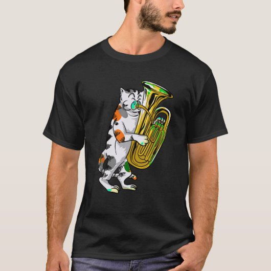Funny Cat Spelling Tuba Gift Cute Kitten Musician  T-shirt (Voorkant)