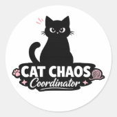 Funny Cat Sticker / Cat Chaos Coordinator Pun  (Voorkant)