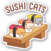 Funny Cat Sticker - SUSHI CATS (Voorkant)