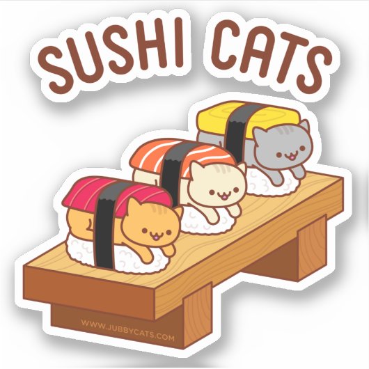Funny Cat Sticker - SUSHI CATS (Voorkant)
