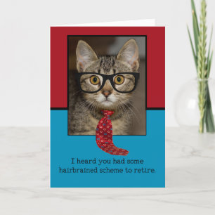 Funny Cat Stropdas Glasses Hairbrain Retirement Ca Kaart