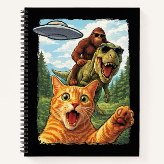 Funny Cat T-Rex Bigfoot UFO Selfie Alien Notebook Notitieboek