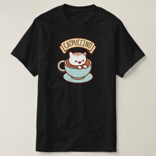 Funny Cat T-Shirt - "CATPUCCINO" (Design voorkant)