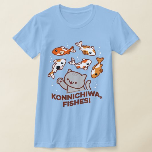 Funny Cat T-shirt - KONNICHIWA FISHES (Laagn)