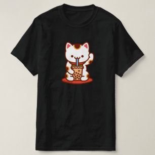 Funny Cat T-shirt - MANEKI-NEKO BOBA KIT-TEA