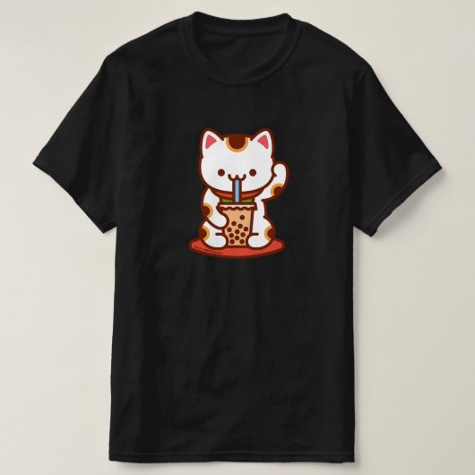 Funny Cat T-shirt - MANEKI-NEKO BOBA KIT-TEA (Design voorkant)