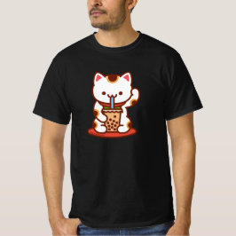 Funny Cat T-shirt - MANEKI-NEKO BOBA KIT-TEA