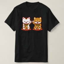 Funny Cat T-Shirt - Maneki-neko High Five