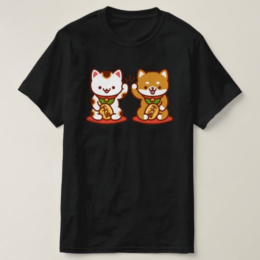 Funny Cat T-Shirt - Maneki-neko High Five (Design voorkant)