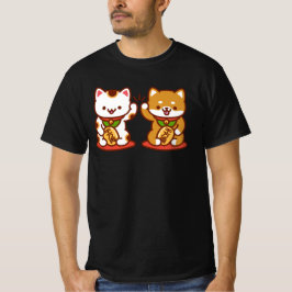 Funny Cat T-Shirt - Maneki-neko High Five
