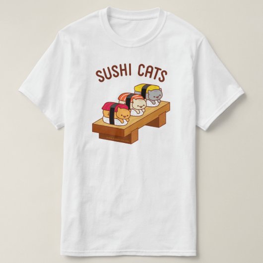Funny Cat T-Shirt - SUSHI CATS (Design voorkant)