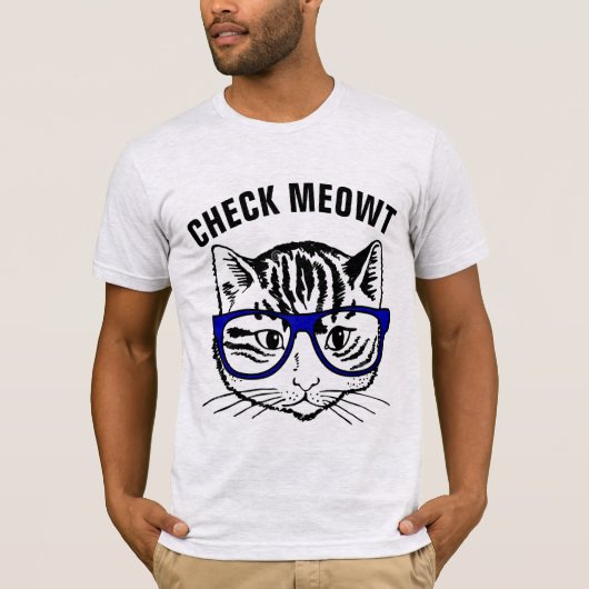Funny Cat T-shirts, CHECK MEOWT T-shirt (Voorkant)